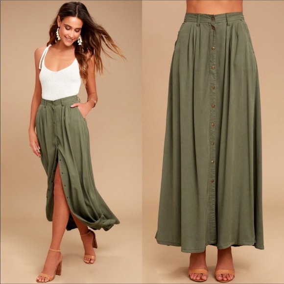 pistola Dresses & Skirts - Pistola REVOLVE My Squad Maxi Skirt Olive Green S